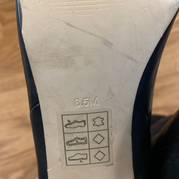 Messeca Black Leather Knee High Tiered Adjustable Heeled Boots 90's  (Size 6.5M) - Picture 11 of 14